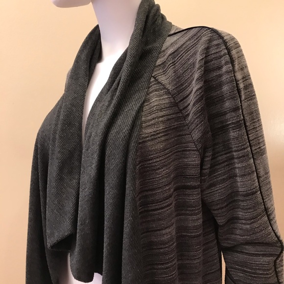 H by Halston Cardigan Sweater Womens Size M Open Front Deep Pockets Dark Grey - Picture 11 of 14